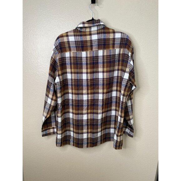 John Blair Mens Brown Plaid Long Sleeve Button Down Shirt Quilted Lined Large - Picture 3 of 7